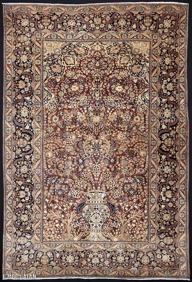 Tapis Persan Antique Kashan Mohtasham n°:55504770